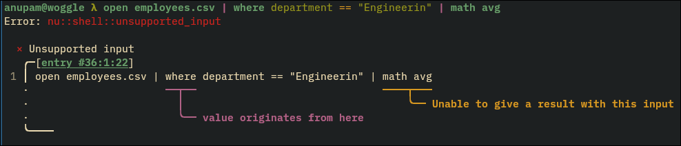 shows detailed errors